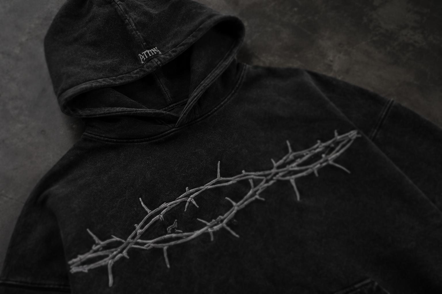 Thorn Crest Hoodie close-up